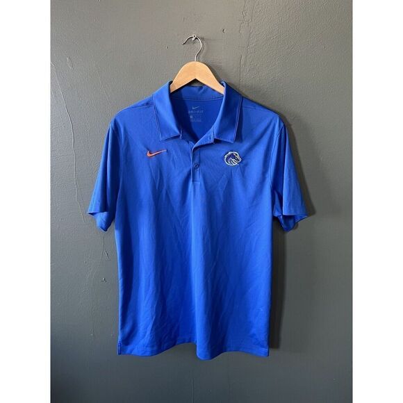 Nike Boise State Mens Blue Short Sleeve Athletic Polo Dri-Fit Size Large - Picture 1 of 3